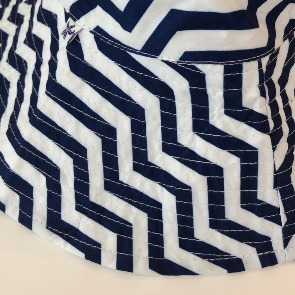 Chevron blue white bucket style summer beach casual lightweight hat preppy